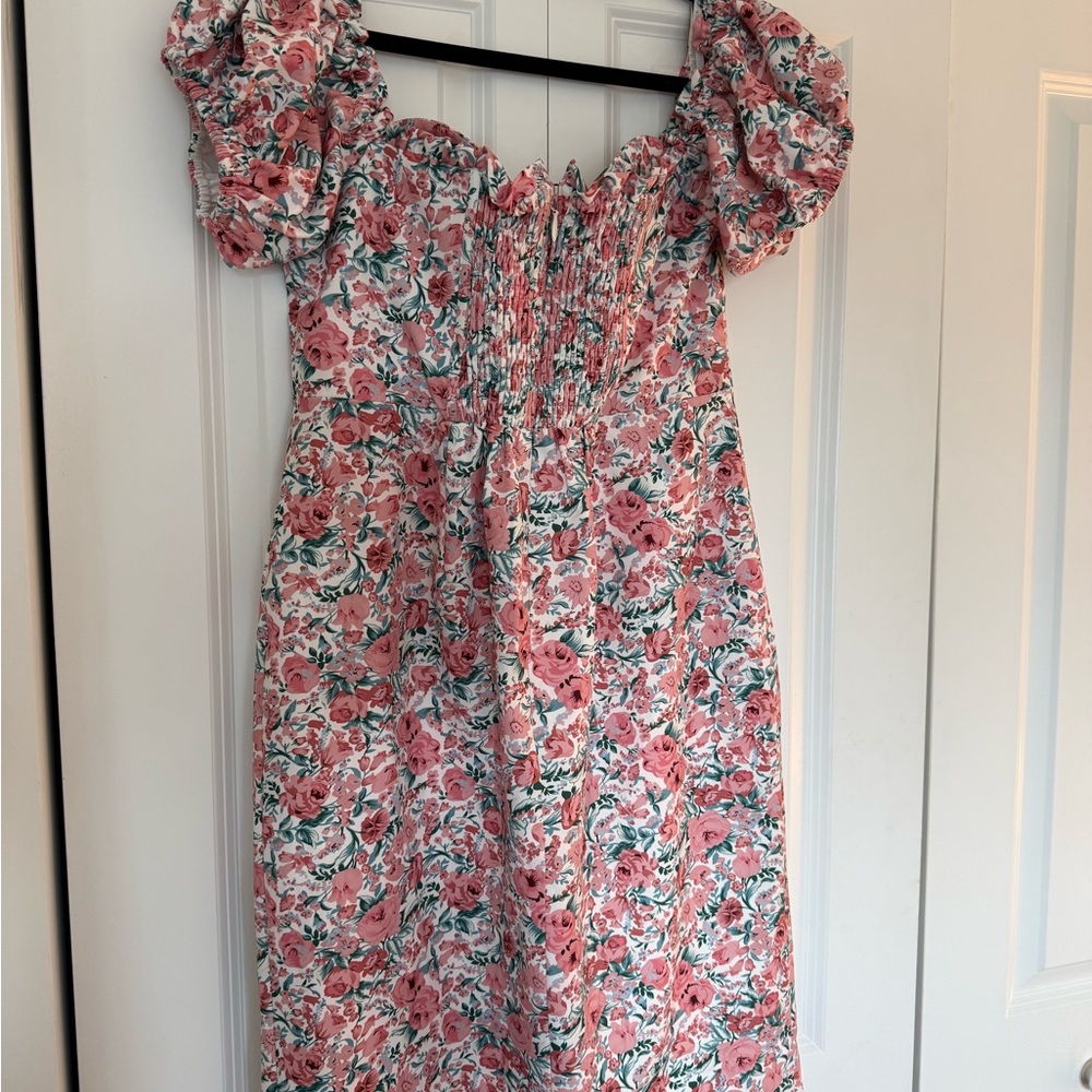 Lavish Alice Pink Floral Midi Dress